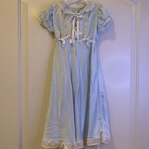 Vtg Baby Snugs Size 2 Girls Baby Blue Night Gown With Lace Trim 30's-40's